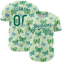 Load image into Gallery viewer, Custom White Kelly Green 3D Pattern Design Animal Butterfly Authentic Baseball Jersey
