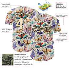 Load image into Gallery viewer, Custom Cream Black 3D Pattern Design Animal Butterfly Authentic Baseball Jersey
