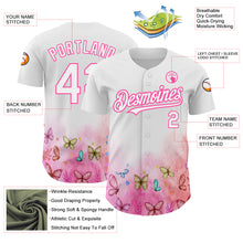 Laden Sie das Bild in den Galerie-Viewer, Custom White Pink 3D Pattern Design Animal Butterfly Authentic Baseball Jersey
