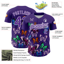 Charger l&#39;image dans la galerie, Custom Purple White 3D Pattern Design Animal Butterfly Authentic Baseball Jersey
