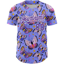 Загрузить изображение в средство просмотра галереи, Custom Medium Purple Purple-White 3D Pattern Design Animal Butterfly Authentic Baseball Jersey
