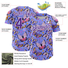 Загрузить изображение в средство просмотра галереи, Custom Medium Purple Purple-White 3D Pattern Design Animal Butterfly Authentic Baseball Jersey
