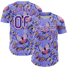 Загрузить изображение в средство просмотра галереи, Custom Medium Purple Purple-White 3D Pattern Design Animal Butterfly Authentic Baseball Jersey
