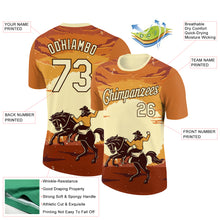 Load image into Gallery viewer, Custom Orange City Cream-Brown 3D Pattern Design Cowboy Rodeo Performance T-Shirt
