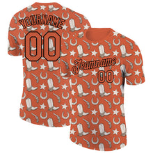 Загрузить изображение в средство просмотра галереи, Custom Texas Orange Black 3D Pattern Design Cowboy Accessory Performance T-Shirt
