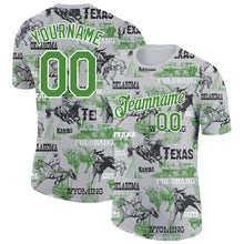 Laden Sie das Bild in den Galerie-Viewer, Custom White Aurora Green 3D Pattern Design Cowboy Rodeo Performance T-Shirt
