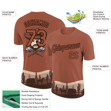 Charger l&#39;image dans la galerie, Custom Brown Black 3D Pattern Design Cowboy Rodeo Performance T-Shirt
