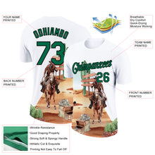 Загрузить изображение в средство просмотра галереи, Custom White Kelly Green-Black 3D Pattern Design Cowboy Rodeo Performance T-Shirt
