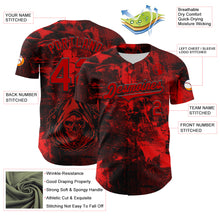 Загрузить изображение в средство просмотра галереи, Custom Black Red 3D Pattern Design Rave Skull Authentic Baseball Jersey
