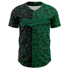 Load image into Gallery viewer, Custom Kelly Green Black 3D Pattern Design Rave Halloween Pumpkin Authentic Baseball Jersey
