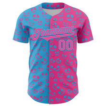 Load image into Gallery viewer, Custom Pink Sky Blue 3D Pattern Design Rave Halloween Pumpkin Authentic Baseball Jersey
