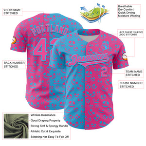 Custom Pink Sky Blue 3D Pattern Design Rave Halloween Pumpkin Authentic Baseball Jersey