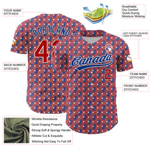 Custom Red Royal-White 3D American Flag Authentic Baseball Jersey