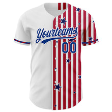 Charger l&#39;image dans la galerie, Custom White Royal Red-US Navy Blue 3D American Flag Stars Authentic Baseball Jersey
