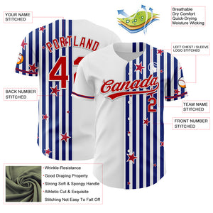 Custom White Red-Royal 3D American Flag Stars Authentic Baseball Jersey