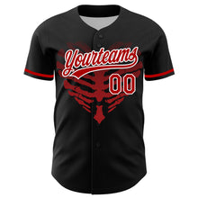 Load image into Gallery viewer, Custom Black Red-White 3D Pattern Design Gothic Style Devil Heart Authentic Baseball Jersey
