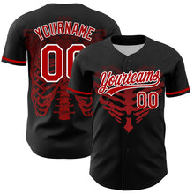 Load image into Gallery viewer, Custom Black Red-White 3D Pattern Design Gothic Style Devil Heart Authentic Baseball Jersey
