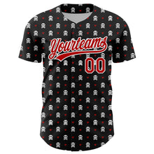 Загрузить изображение в средство просмотра галереи, Custom Black Red-White 3D Gothic Style Skull Authentic Baseball Jersey
