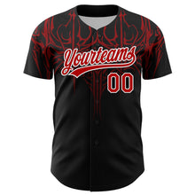 Load image into Gallery viewer, Custom Black Red-White 3D Pattern Design Gothic Style Authentic Baseball Jersey
