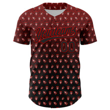 Load image into Gallery viewer, Custom Red Black 3D Pattern Design Gothic Style Devil Authentic Baseball Jersey
