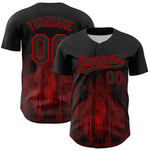 Load image into Gallery viewer, Custom Black Red 3D Pattern Design Palace Gothic Style Church Authentic Baseball Jersey
