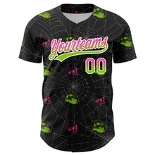 Загрузить изображение в средство просмотра галереи, Custom Black Pink-Neon Green 3D Gothic Style Fluorescence Skull Authentic Baseball Jersey
