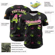 Загрузить изображение в средство просмотра галереи, Custom Black Pink-Neon Green 3D Gothic Style Fluorescence Skull Authentic Baseball Jersey
