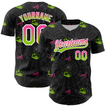 Загрузить изображение в средство просмотра галереи, Custom Black Pink-Neon Green 3D Gothic Style Fluorescence Skull Authentic Baseball Jersey
