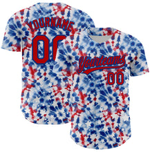 Charger l&#39;image dans la galerie, Custom White Red-Royal 3D American Flag And Fireworks Authentic Baseball Jersey
