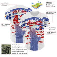 Charger l&#39;image dans la galerie, Custom White Red 3D American Flag And Statue of Liberty Authentic Baseball Jersey
