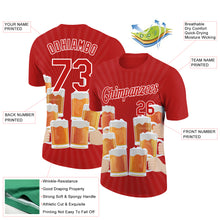 Charger l&#39;image dans la galerie, Custom Fire Red White 3D Pattern Design Beer Performance T-Shirt
