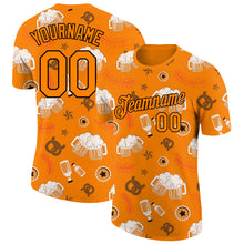 Загрузить изображение в средство просмотра галереи, Custom Bay Orange Black 3D Pattern Design Oktoberfest Beer Festival Performance T-Shirt
