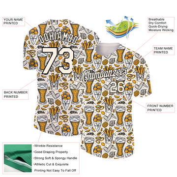 Custom Cream Black 3D Pattern Design Oktoberfest Beer Festival Performance T-Shirt