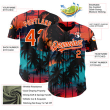 Load image into Gallery viewer, Custom Black Orange-White 3D Pattern Design Tropical Hawaii Palms Trees Authentic Baseball Jersey
