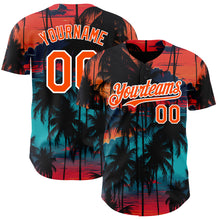 Charger l&#39;image dans la galerie, Custom Black Orange-White 3D Pattern Design Tropical Hawaii Palms Trees Authentic Baseball Jersey
