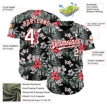 Charger l&#39;image dans la galerie, Custom Black White-Red 3D Pattern Design Tropical Hawaii Plant Authentic Baseball Jersey
