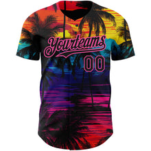 Charger l&#39;image dans la galerie, Custom Black Pink 3D Pattern Design Tropical Hawaii Palms Trees Authentic Baseball Jersey
