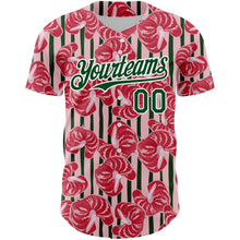 Load image into Gallery viewer, Custom Medium Pink Green-White 3D Pattern Design Tropical Anthurium Flower Authentic Baseball Jersey
