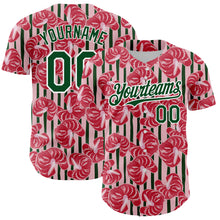 Load image into Gallery viewer, Custom Medium Pink Green-White 3D Pattern Design Tropical Anthurium Flower Authentic Baseball Jersey
