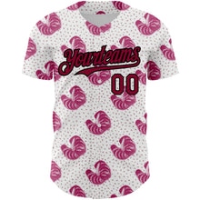 Load image into Gallery viewer, Custom White Maroon-Black 3D Pattern Design Tropical Anthurium Flower Authentic Baseball Jersey
