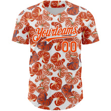 Load image into Gallery viewer, Custom White Orange 3D Pattern Design Tropical Anthurium Flower Authentic Baseball Jersey
