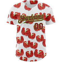 Load image into Gallery viewer, Custom White Maroon-Aurora Green 3D Pattern Design Tropical Anthurium Flower Authentic Baseball Jersey
