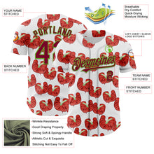 Load image into Gallery viewer, Custom White Maroon-Aurora Green 3D Pattern Design Tropical Anthurium Flower Authentic Baseball Jersey
