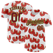 Load image into Gallery viewer, Custom White Maroon-Aurora Green 3D Pattern Design Tropical Anthurium Flower Authentic Baseball Jersey
