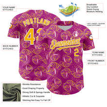 Load image into Gallery viewer, Custom Deep Pink Gold-White 3D Pattern Design Tropical Anthurium Flower Authentic Baseball Jersey
