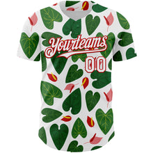 Load image into Gallery viewer, Custom White Red 3D Pattern Design Tropical Anthurium Flower Authentic Baseball Jersey
