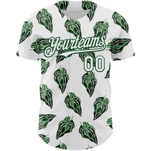 Load image into Gallery viewer, Custom White Kelly Green 3D Pattern Design Tropical Anthurium Crystal Authentic Baseball Jersey
