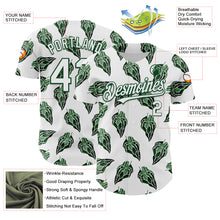 Load image into Gallery viewer, Custom White Kelly Green 3D Pattern Design Tropical Anthurium Crystal Authentic Baseball Jersey
