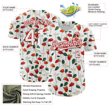 Load image into Gallery viewer, Custom White Red 3D Pattern Design Tropical Anthurium Flower Authentic Baseball Jersey
