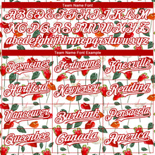 Load image into Gallery viewer, Custom White Red 3D Pattern Design Tropical Anthurium Flower Authentic Baseball Jersey
